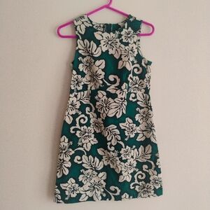 Hilo Hattie White Green Floral Tiki Tropical Luau Hawaii Beach Tank Sun Dress